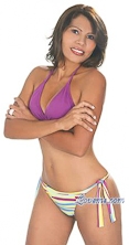Pretty Colombian girl wearing tiny bikini